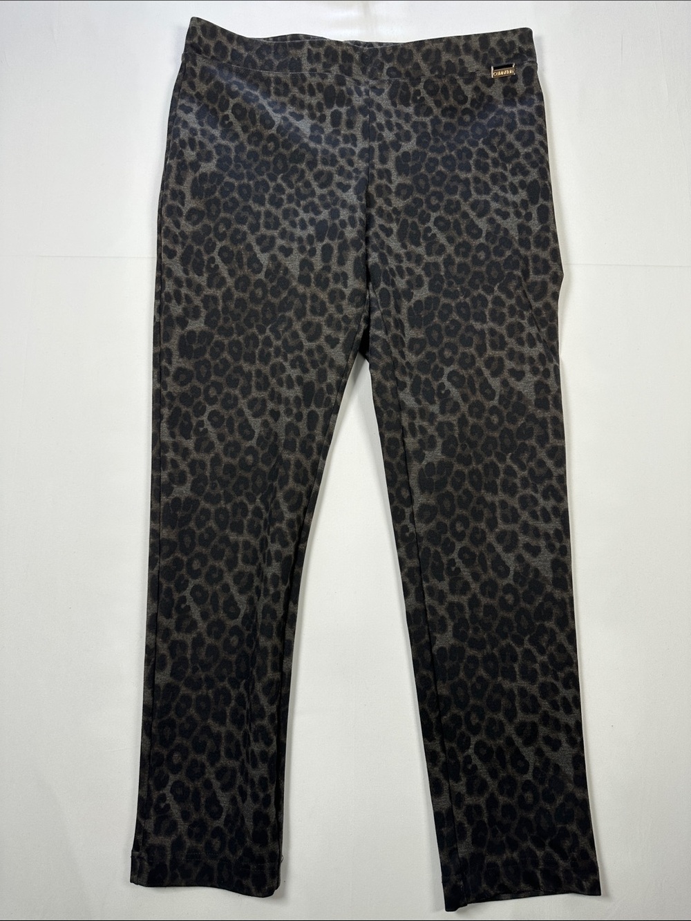 Calvin Klein Women’s Leopard Print Pull-On Straight Leg Pants Size L